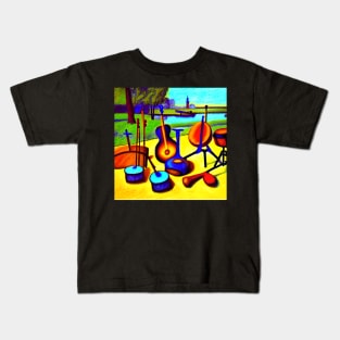 Percussion Instruments Sitting In The Park Waiting To Be Played. Kids T-Shirt